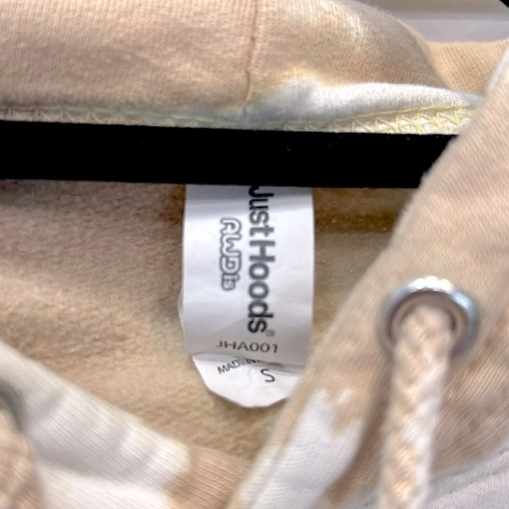 Tan & Off White/Lt Cream Tie Dye VIBES SPEAK LOUDER THAN WORDS Hoodie Sweatshirt - Picture 4 of 14